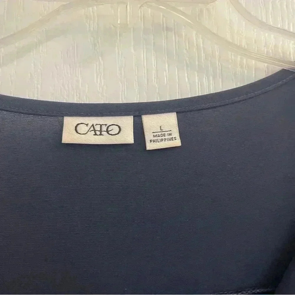 Dark Navy Blue V-Neck Blouse by Cato - Picture 5 of 7